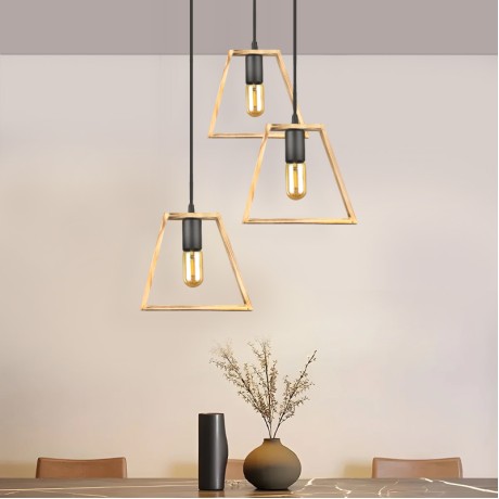 Tekli Megapap wooden ceiling light in natural color 40x30x90cm.