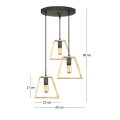 Tekli Megapap wooden ceiling light in natural color 40x30x90cm.