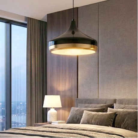 Vasli Megapap E27 metallic ceiling lamp in black color Ø36x42/122cm.