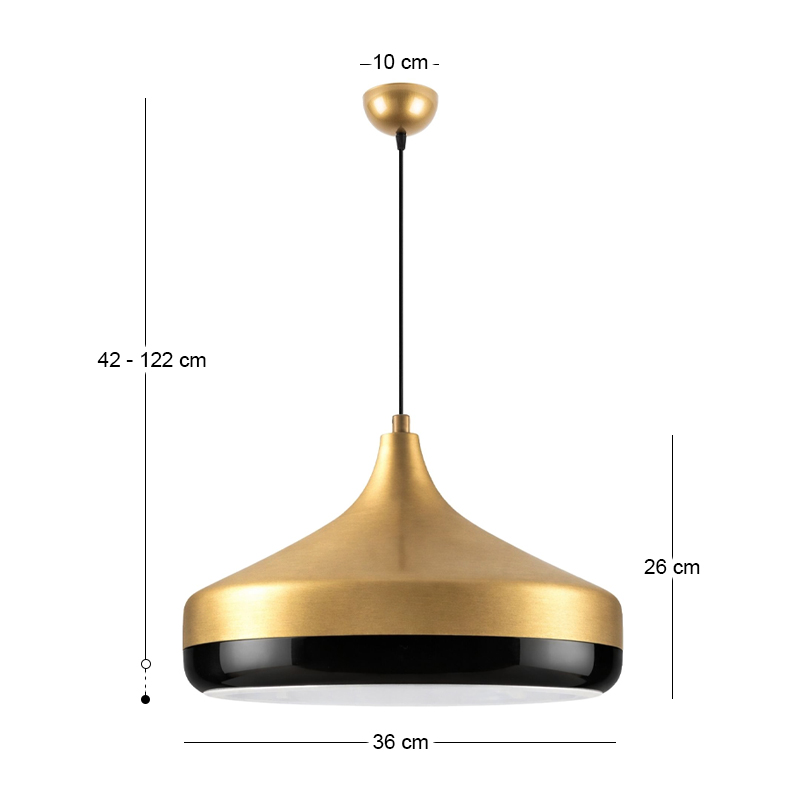 Vasli Megapap E27 metallic ceiling lamp in gold color Ø36x42/122cm.