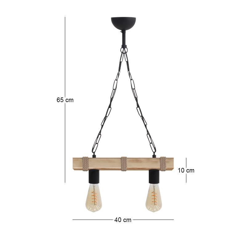 Vero Megapap wooden ceiling light in natural color 40x8x65cm.