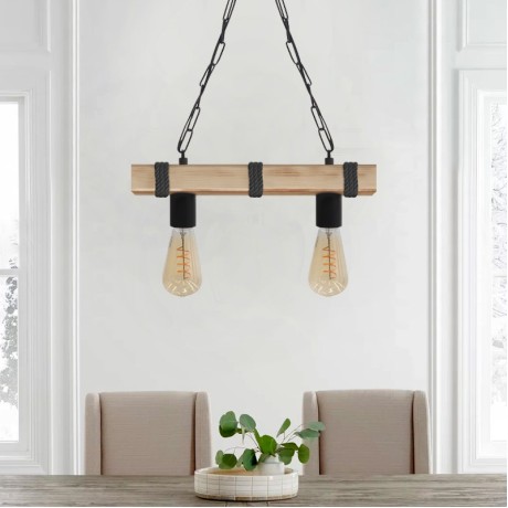 Vero Megapap wooden ceiling light in natural - black color 40x8x65cm.