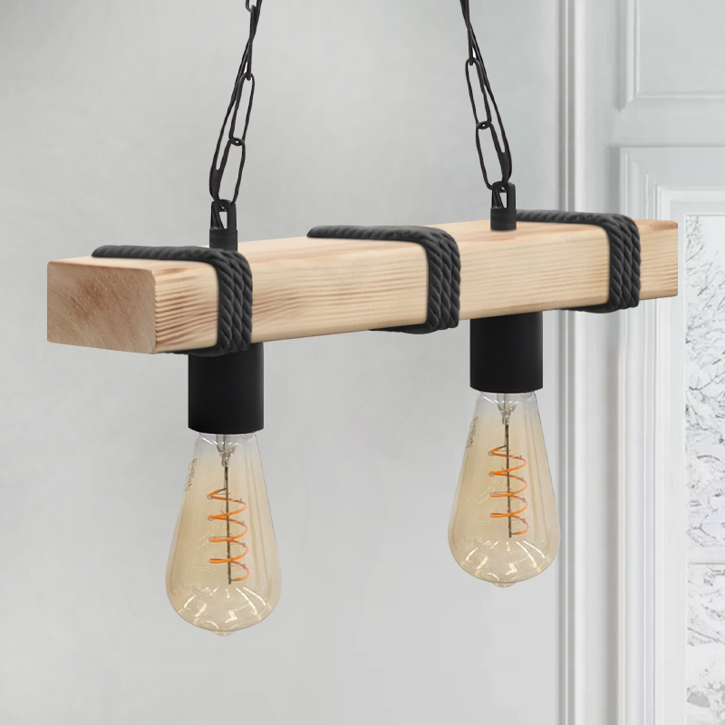 Vero Megapap wooden ceiling light in natural - black color 40x8x65cm.