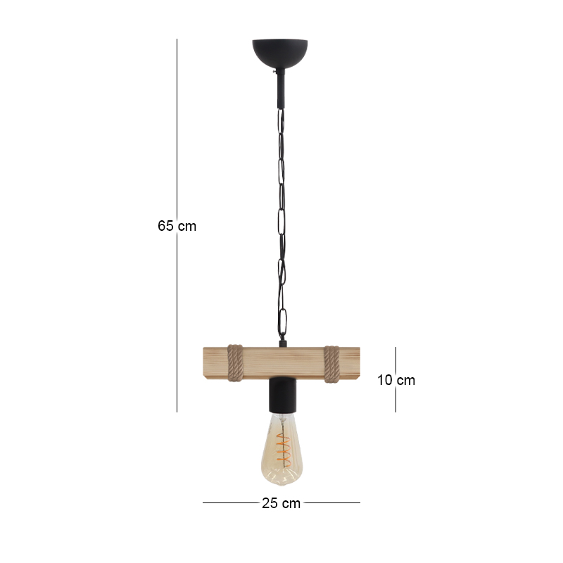 Vero Megapap wooden ceiling light in natural color 25x8x65cm.