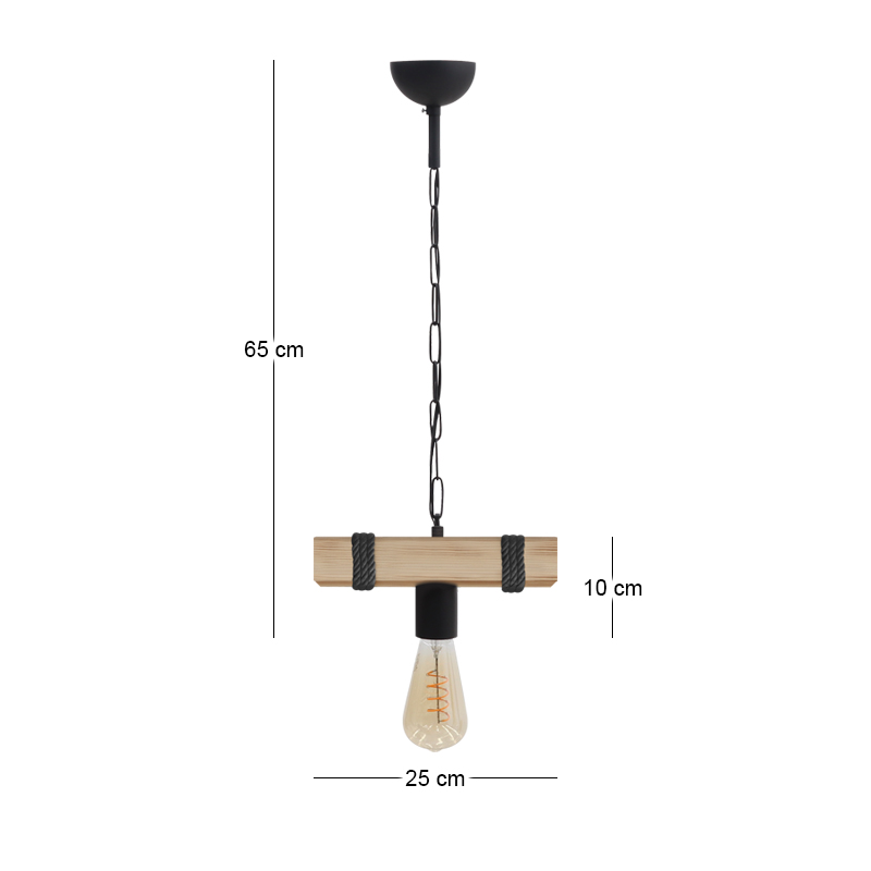 Vero Megapap wooden ceiling light in natural - black color 25x8x65cm.