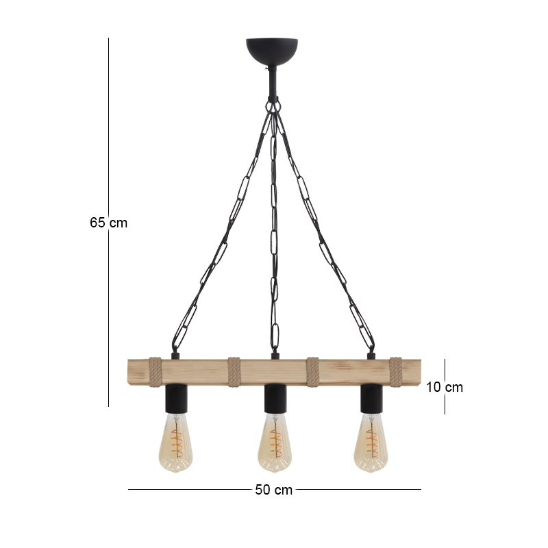 Vero Megapap wooden ceiling light in natural color 50x8x65cm.