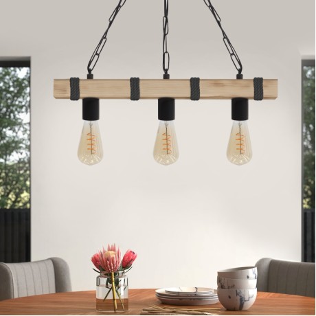 Vero Megapap wooden ceiling light in natural - black color 50x8x65cm.
