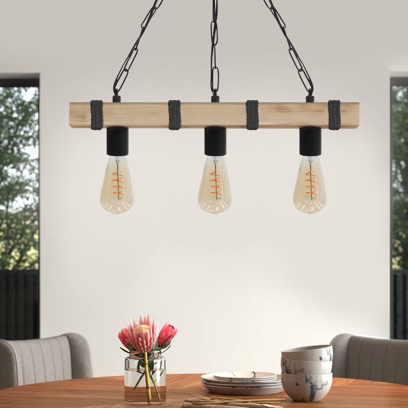 Vero Megapap wooden ceiling light in natural - black color 50x8x65cm.