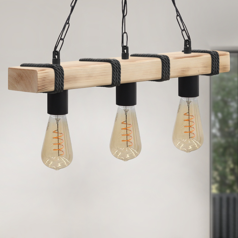 Vero Megapap wooden ceiling light in natural - black color 50x8x65cm.