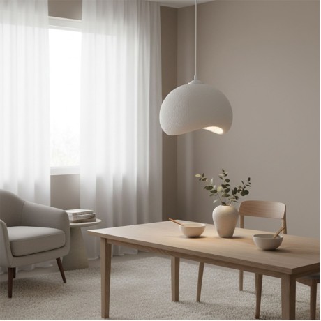 Φωτιστικό οροφής Yontu Megapap E27 fiberglass μονόφωτο χρώμα λευκό 34x29x120εκ.