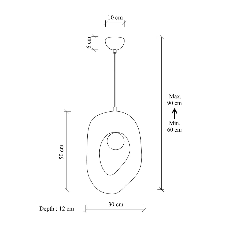 Zoga Megapap G9 fiberglass ceiling lamp in white color 30x12x90cm.