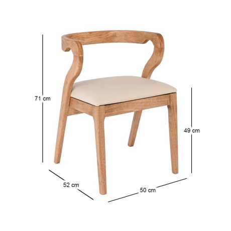FRANKY Chair Natural, Pu Cream