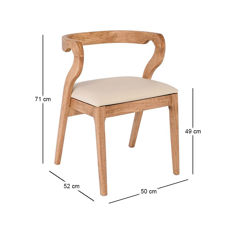 FRANKY Chair Natural, Pu Cream