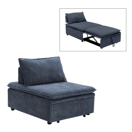 FRANNIE Chair Bed, Fabric Blue-Grey