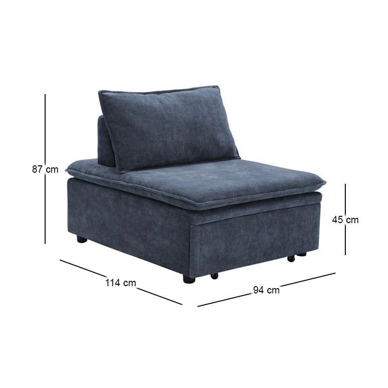 FRANNIE Chair Bed, Fabric Blue-Grey