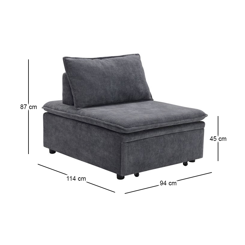 FRANNIE Chair Bed, Fabric Dark Grey