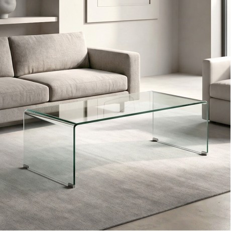 Τραπεζάκι σαλονιού Glasser Clear ενισχυμένο γυαλί 120x60x40εκ.