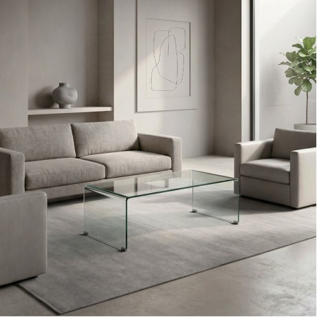Τραπεζάκι σαλονιού Glasser Clear ενισχυμένο γυαλί 120x60x40εκ.