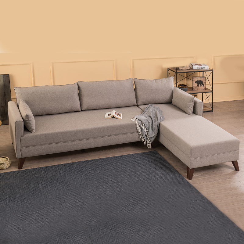 Bella Megapap fabric right corner sofa in cream color 275x165x85cm.