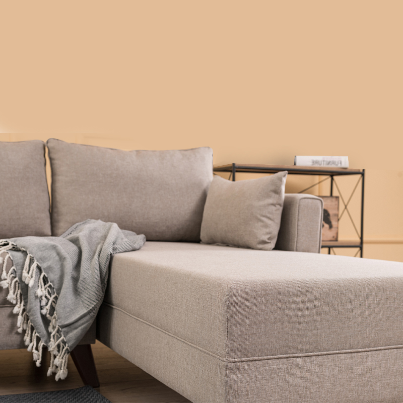 Bella Megapap fabric right corner sofa in cream color 275x165x85cm.