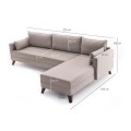 Bella Megapap fabric right corner sofa in cream color 275x165x85cm.