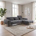 ELORA Right Facing Corner Sofa Fabric Grey