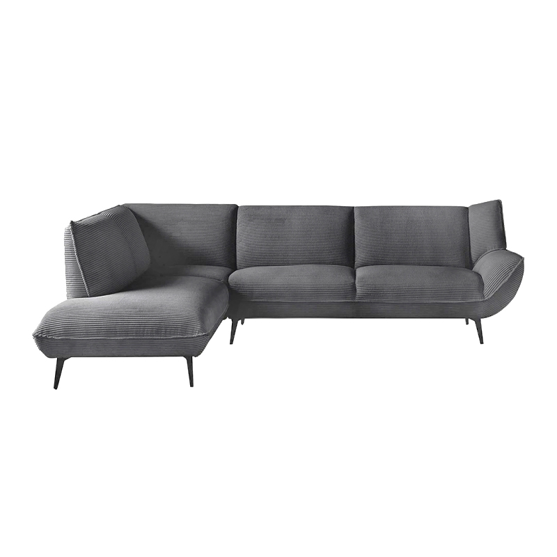 EMERALD Left Facing Corner Sofa Anthracite Corduroy Fabric