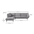 EMERALD Left Facing Corner Sofa Grey Corduroy Fabric