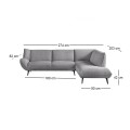 EMERALD Right Facing Corner Sofa Grey Corduroy Fabric