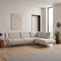 EMERALD Right Facing Corner Sofa Beige Corduroy Fabric