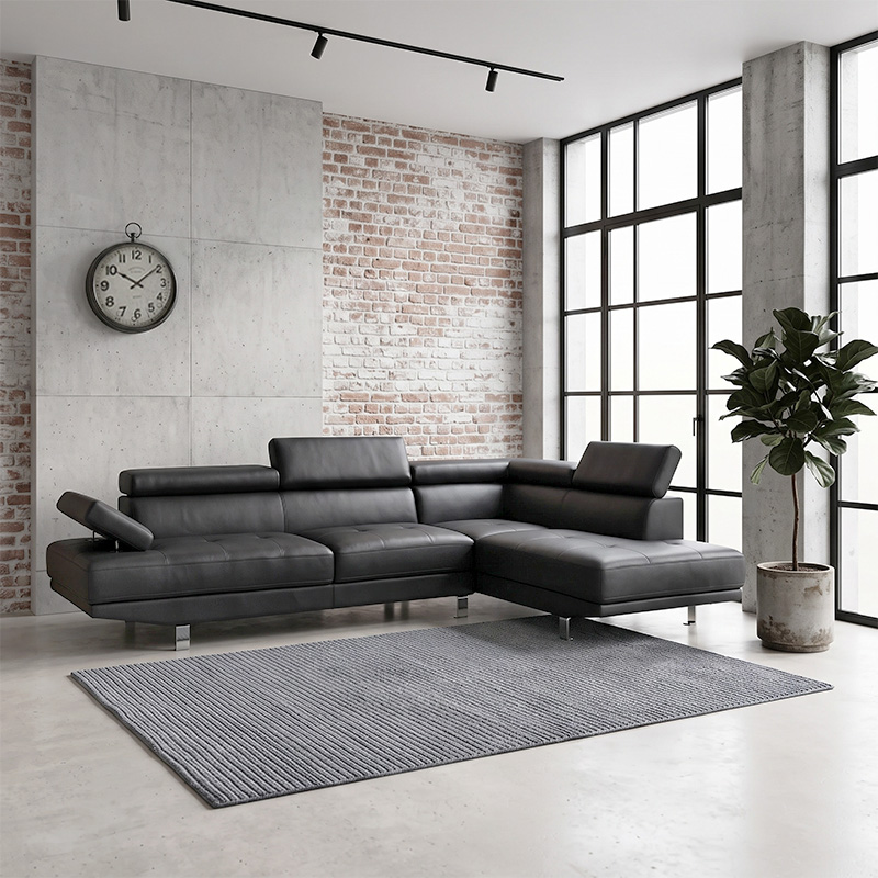 SECTOR Right Facing Corner Sofa Pu Black
