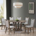 GORDON Set (Table D150+6 Chairs) Antique Grey Walnut, Fabric Grey