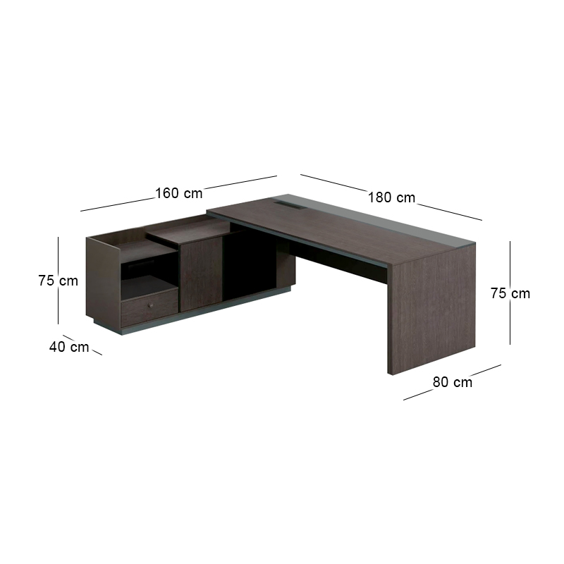 ADVANCE Desk Left 180x160cm Dark Walnut/Grey