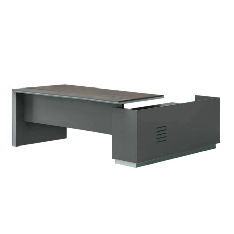 ADVANCE Desk Left 220x160cm Dark Walnut/Grey