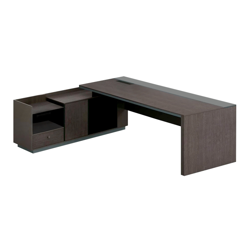 ADVANCE Desk Left 220x160cm Dark Walnut/Grey