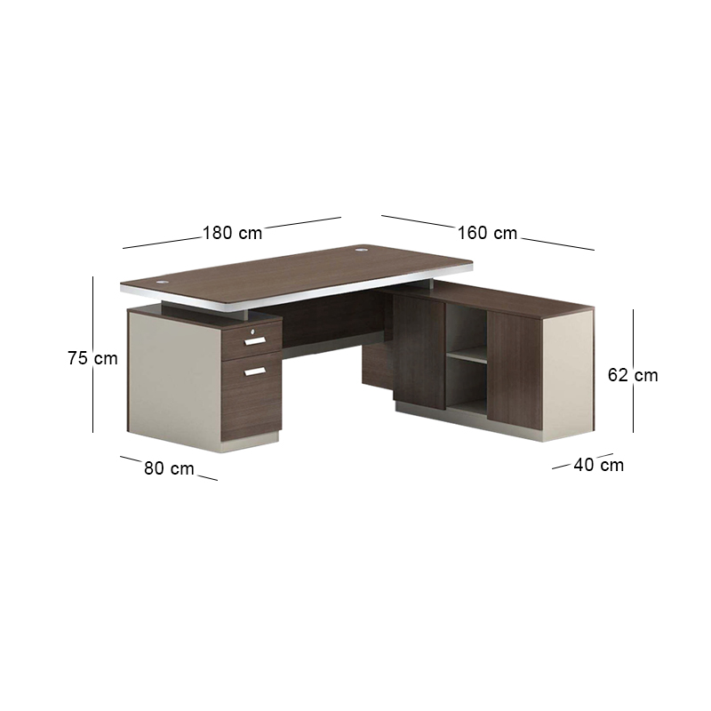 CONCEPT Reversible Desk 180x160cm Walnut/Beige
