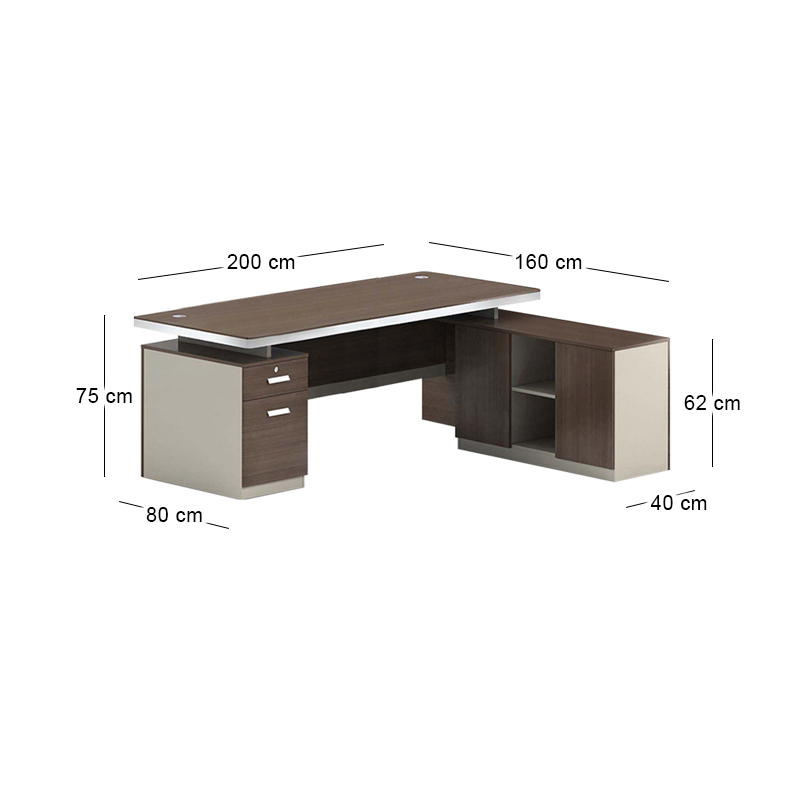 CONCEPT Reversible Desk 200x160cm Walnut/Beige