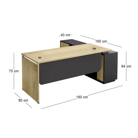 PROJECT Desk (LEFT) 180x160x75cm Sonoma/Grey