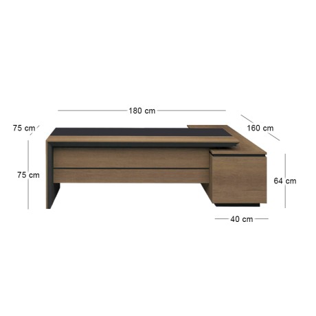 PROLINE Desk Left 180x160cm Wild Oak/Black