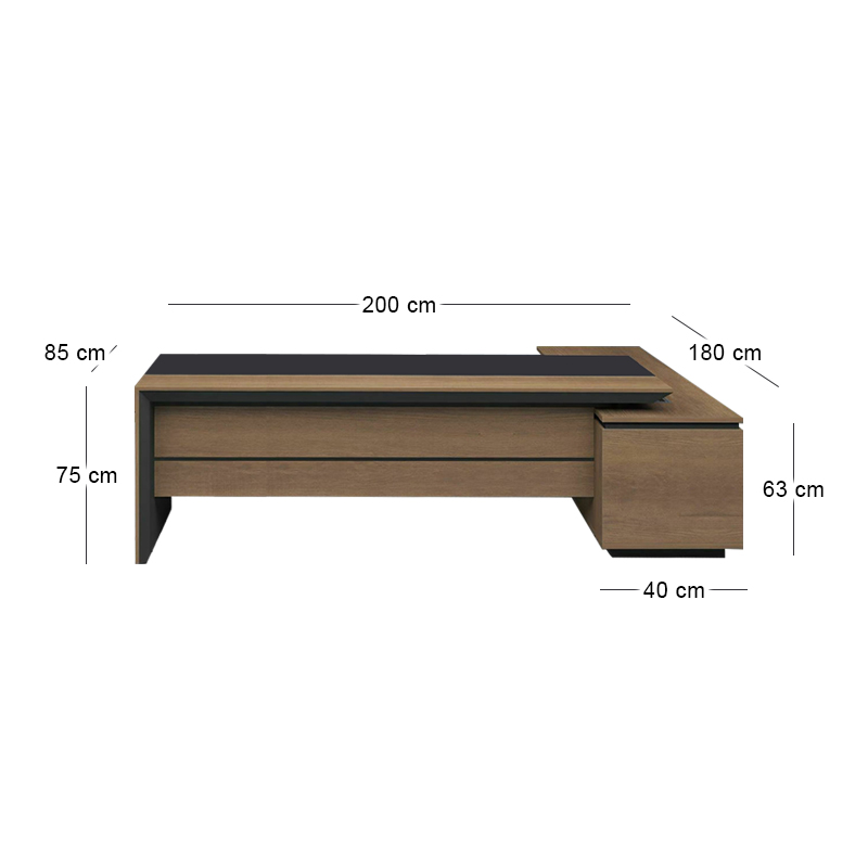 PROLINE Desk Left 200x180cm Wild Oak/Black