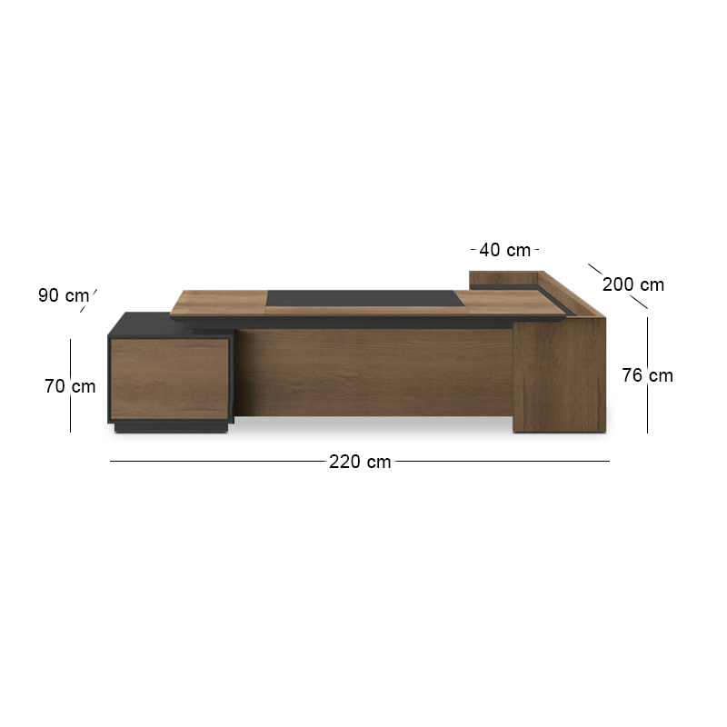 PROLINE Desk Left 220x200cm Wild Oak/Black