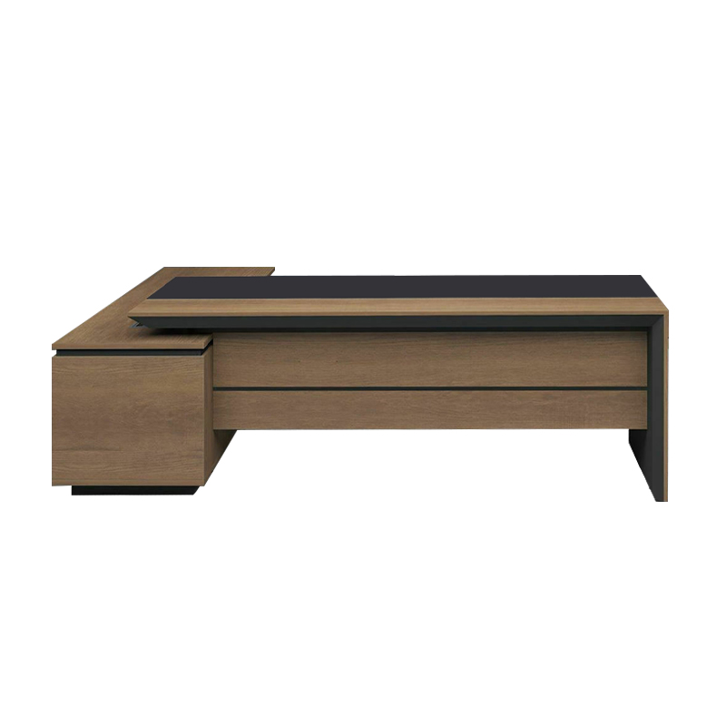 Γραφείο PROLINE δεξιά γωνία χρώμα καρυδί / μαύρο 180x80/160x50εκ.