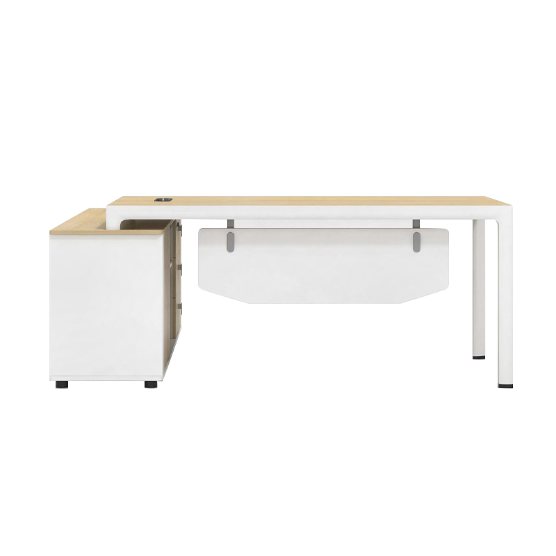 THESIS Γραφείο Δεξιά Γωνία, Απόχρωση Beech - Άσπρο 160x80x75/160x40x65cm