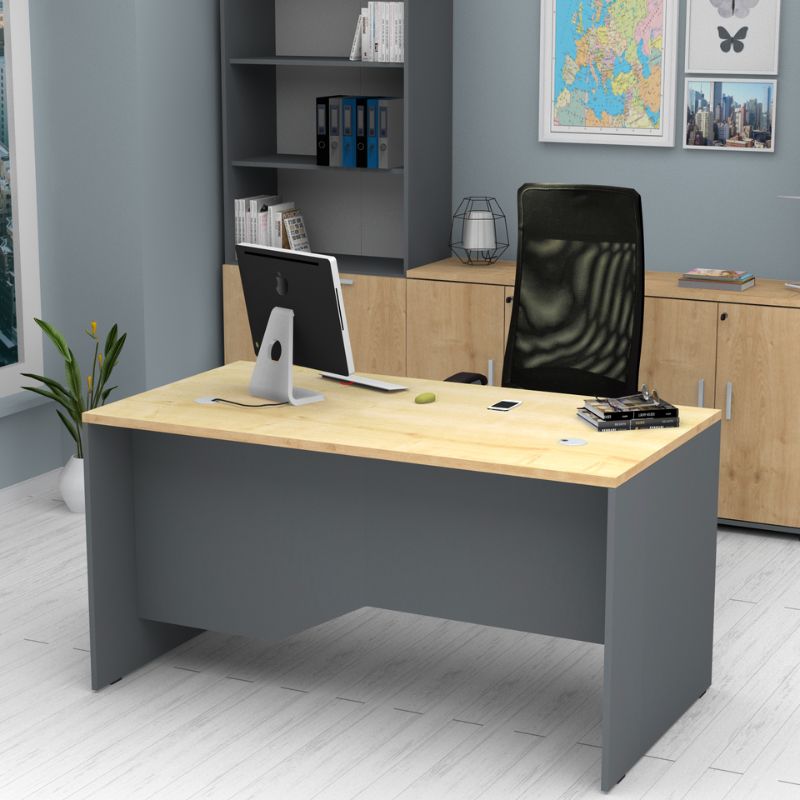 Venturo Megapap melamine working desk in anthracite - oak color 150x80x75cm.