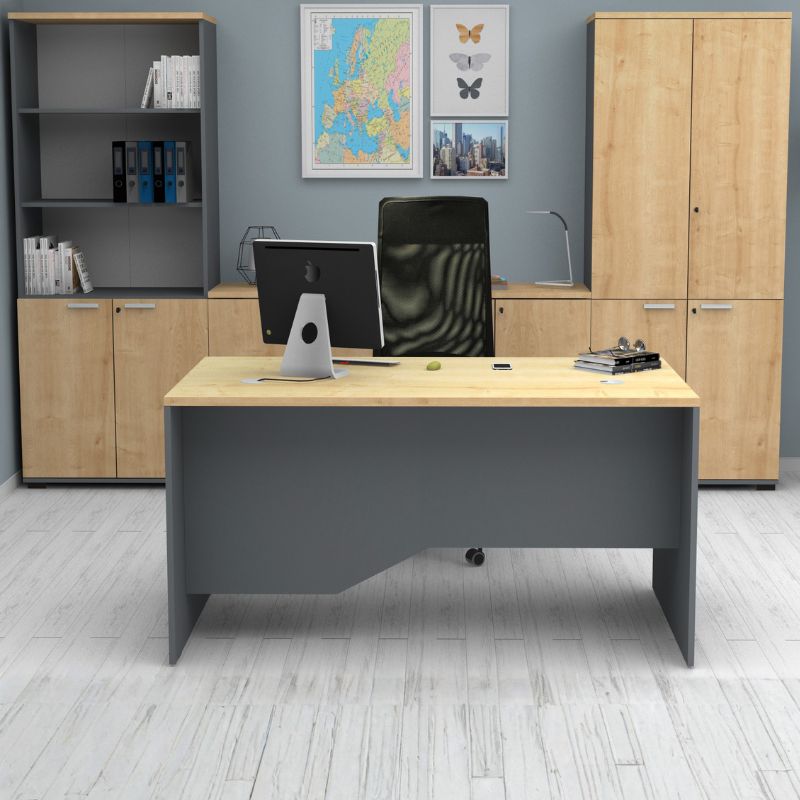 Venturo Megapap melamine working desk in anthracite - oak color 150x80x75cm.