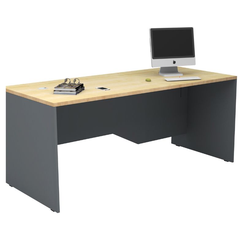 Venturo Megapap melamine working desk in anthracite - oak color 180x80x75cm.