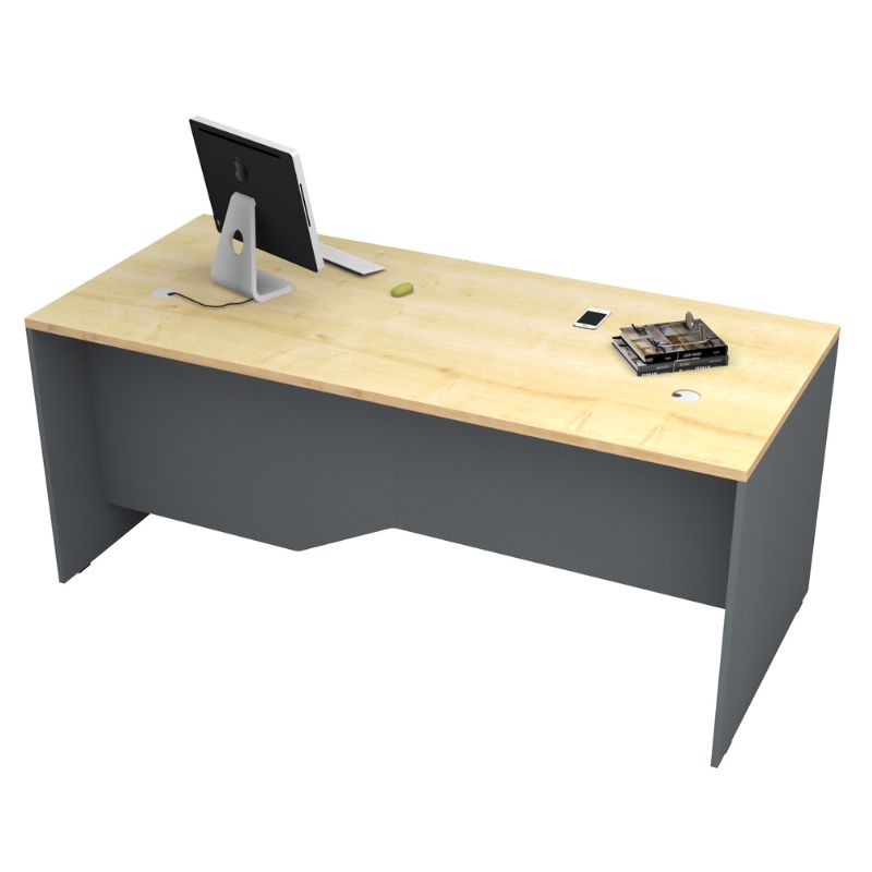Venturo Megapap melamine working desk in anthracite - oak color 180x80x75cm.