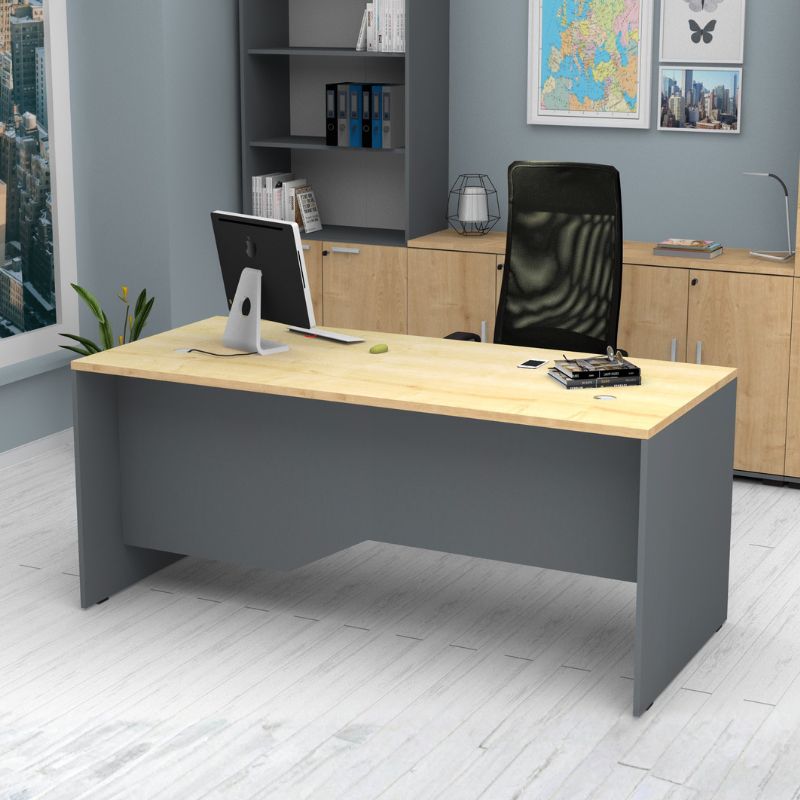 Venturo Megapap melamine working desk in anthracite - oak color 180x80x75cm.