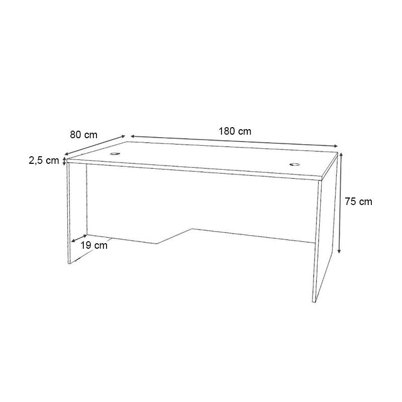 Venturo Megapap melamine working desk in anthracite - walnut color 180x80x75cm.