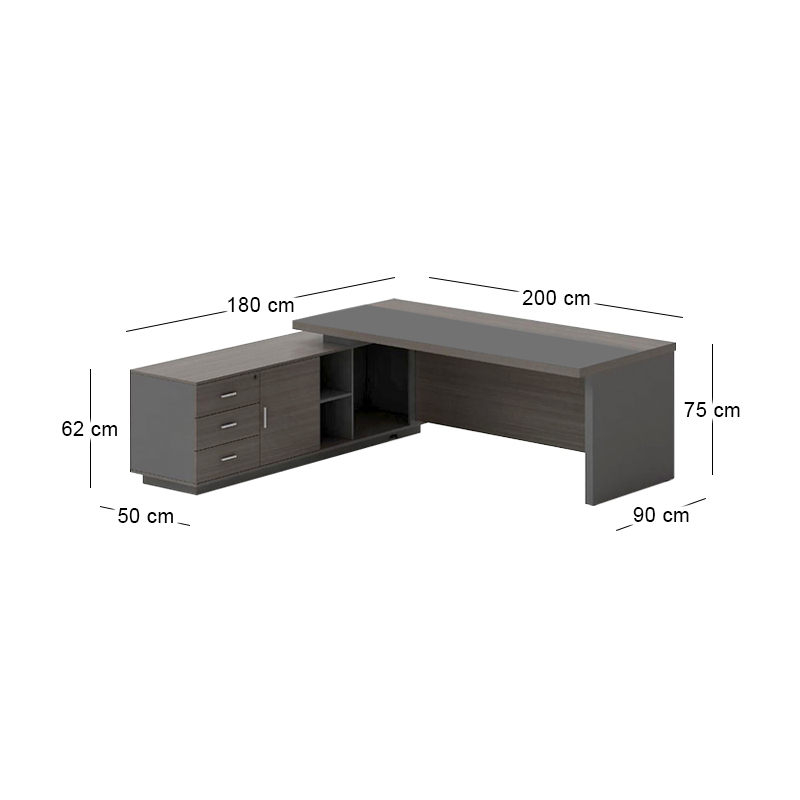 VIP Desk (LEFT) 200x180cm Grey Walnut
